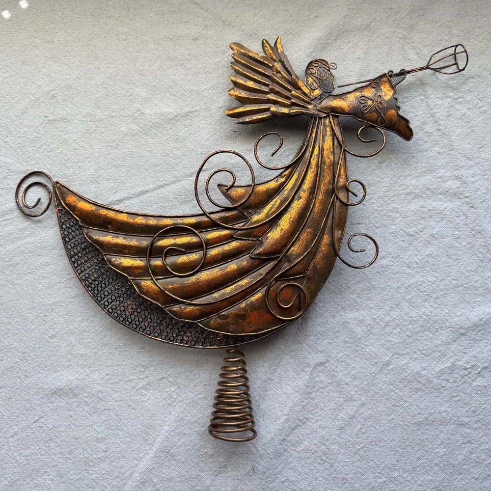 Vintage Style Metal Angel Tree Topper